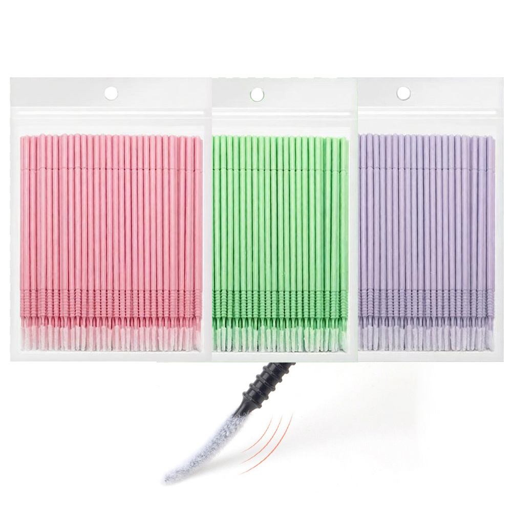 Lash Adhesive Glue - 500pcs Eyelash Extension Cleaning Swabs Long/Short