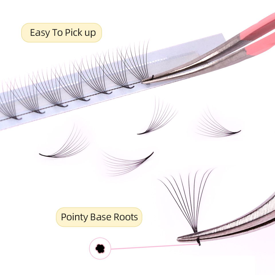 Sharp Narrow Stem Premade Fans - đánh giá và giá Eyelash Extension Russian
