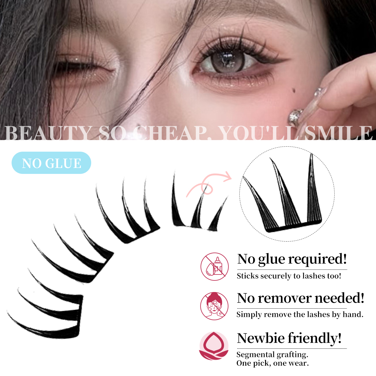 80 Cluster No-Gule Fairy False - đánh giá và giá Eyelash Extension No 10