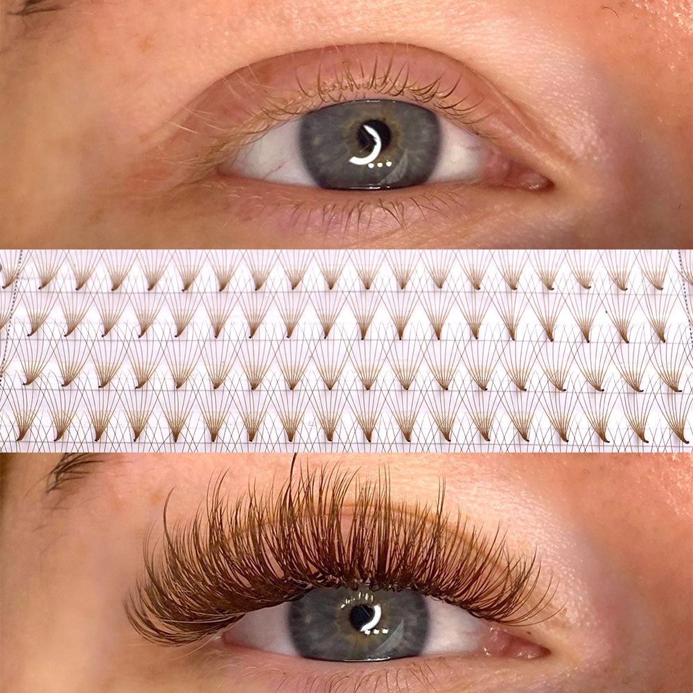 320 Colored Pointy Base Brown  - đánh giá và giá Eyelash Extension Russian