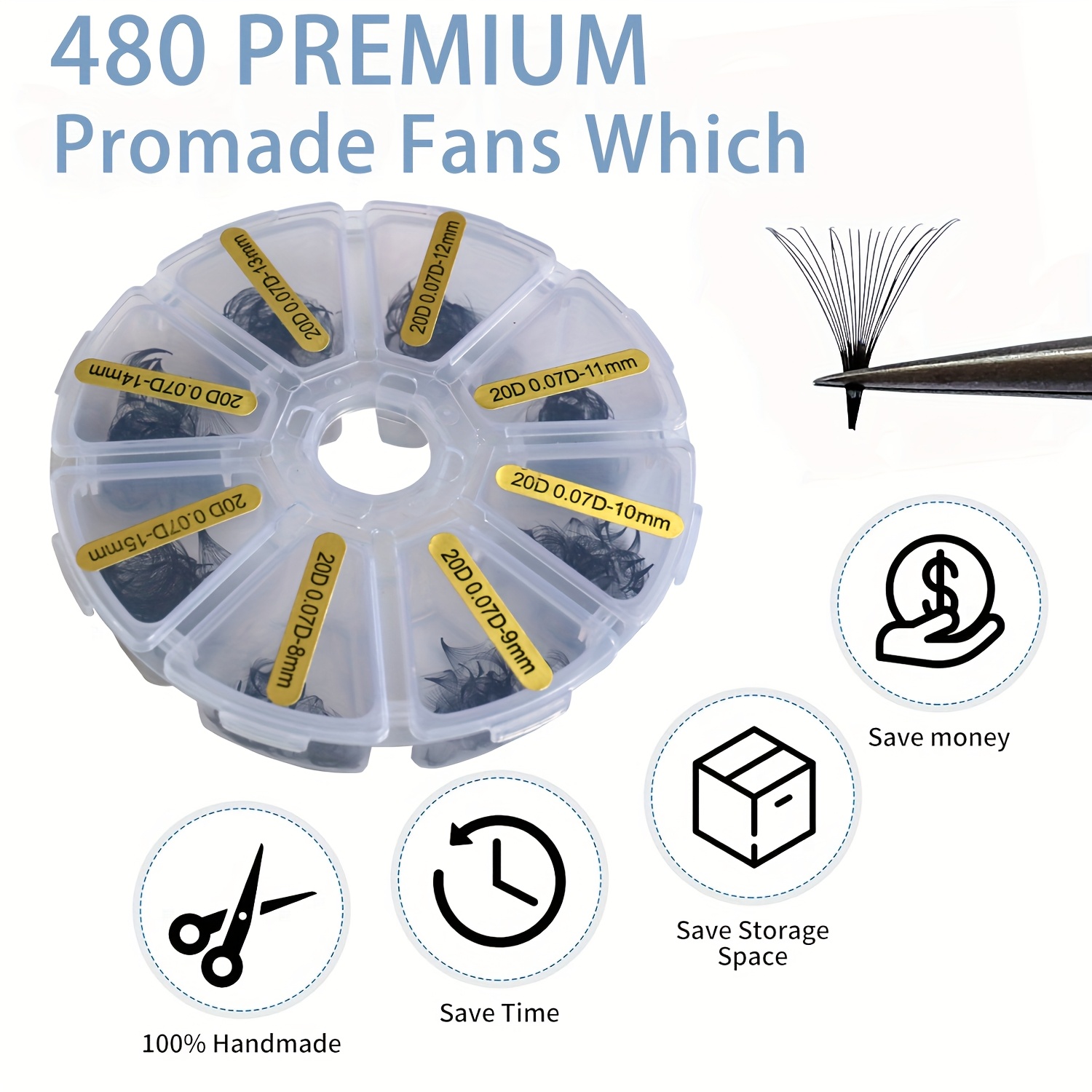 Sackvis 480 Fans Loose 8-15mm  - đánh giá và giá Eyelash Extension Medium