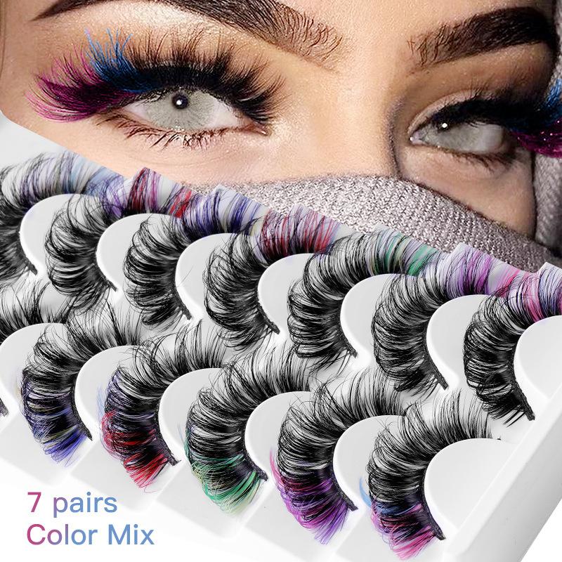 7 Pairs Colorful False Eyelash - đánh giá và giá Eyelash Extension Volume
